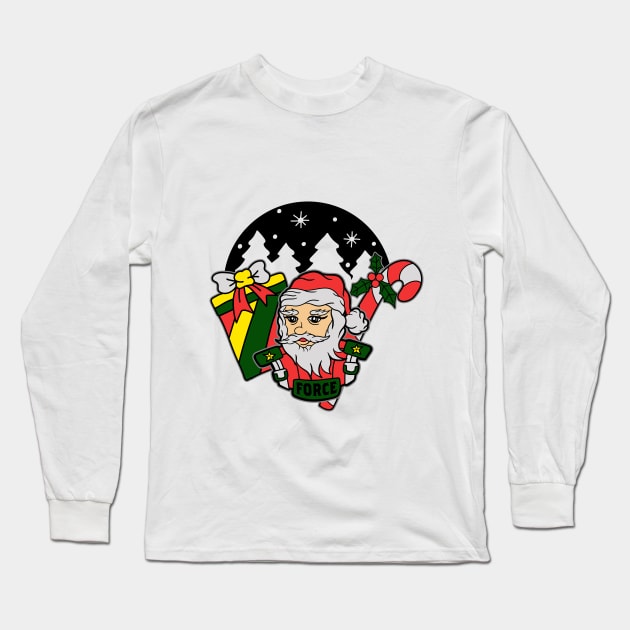 Santa Clause Christmas Tree Long Sleeve T-Shirt by Ockoaries